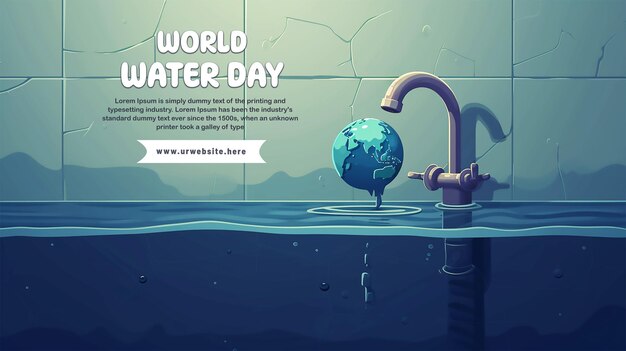 PSD ilustración de la plantilla de banner de las redes sociales para el día mundial del agua