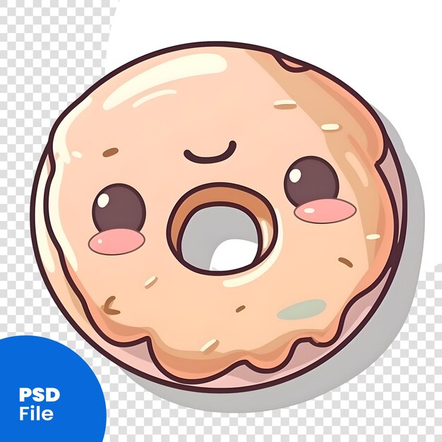 PSD ilustración de una plantilla psd de personaje de la mascota de dibujos animados de donut cute