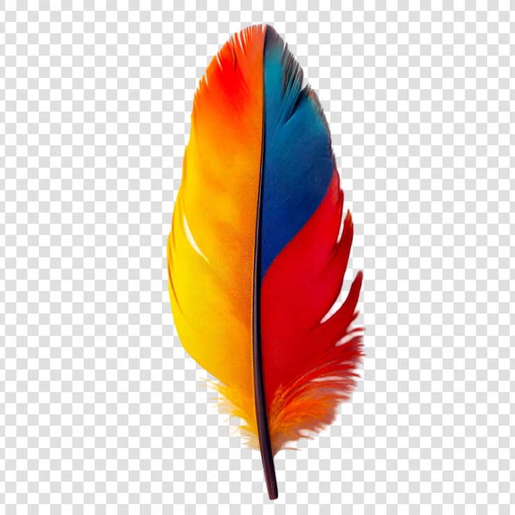 PSD ilustración de plumas de colores vibrantes sobre un fondo transparente