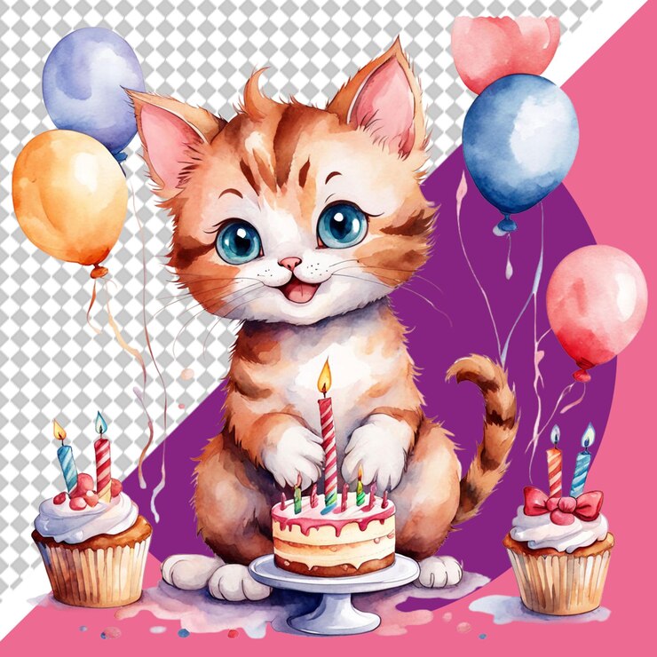 PSD ilustración en png de un gato lindo