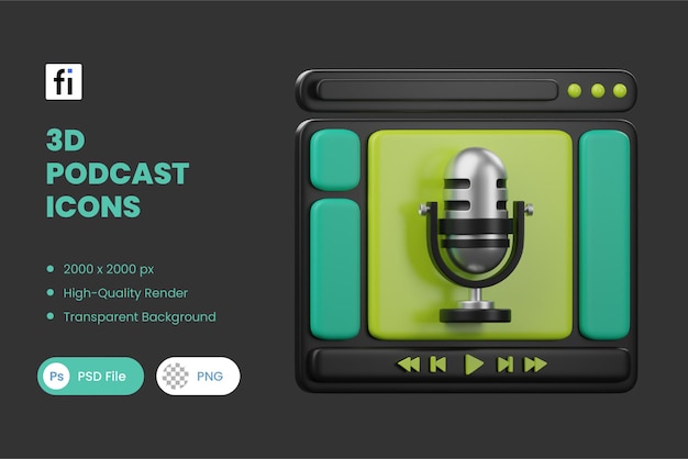 Ilustración de podcast en 3D Plan de alojamiento de podcast