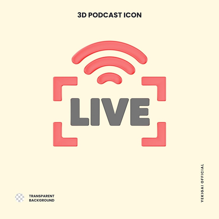PSD ilustración de podcast en vivo en 3d para la infografía de la aplicación web uiux, etc.