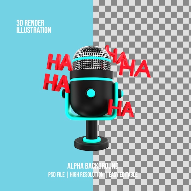 PSD ilustración de podcasts divertidos en 3d