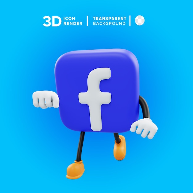 PSD ilustración de pose de icono 3d de facebook