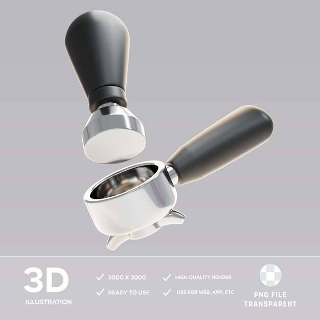 Ilustración de la prensa de espresso PSD en 3D
