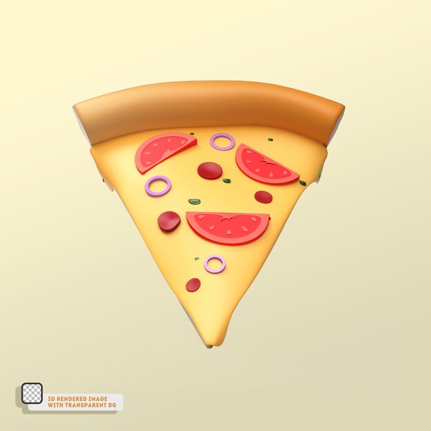 Ilustración procesada 3D de icono de pizza deliciosa