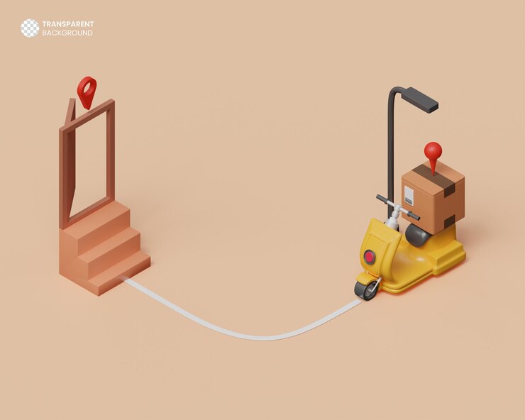 PSD ilustración de procesamiento 3d de fondo de envío urgente de entrega a domicilio