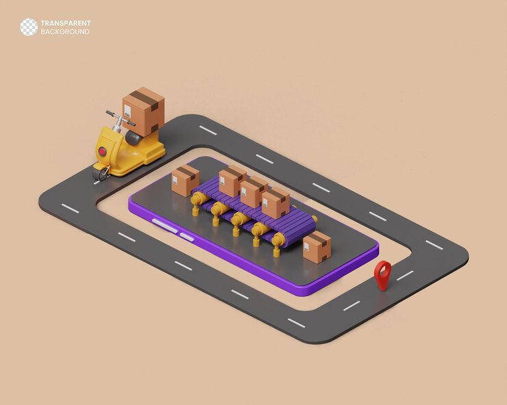 PSD ilustración de procesamiento 3d de fondo de envío urgente de entrega a domicilio