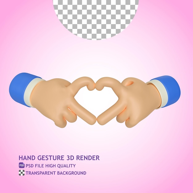 PSD ilustración de procesamiento 3d de gesto de dedo de amor
