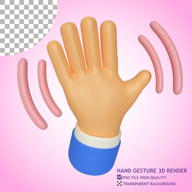 Ilustración de procesamiento 3d de gesto de mano agitando