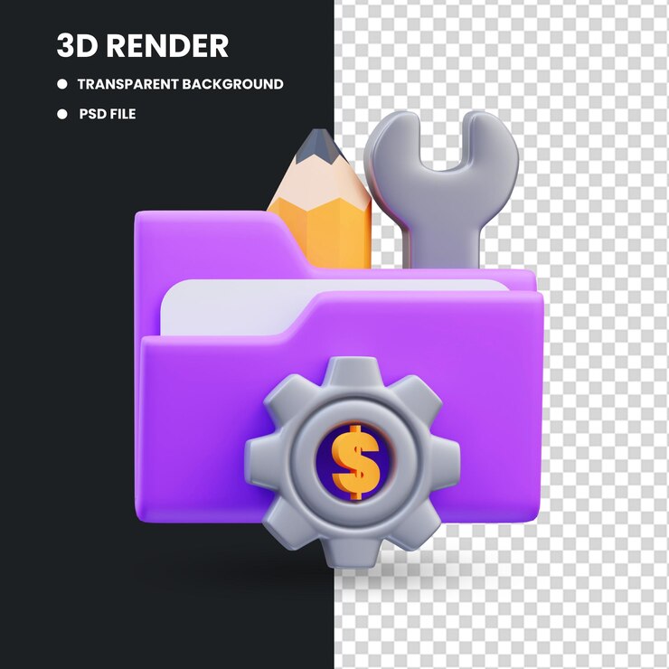 PSD ilustración de procesamiento 3d del icono de finanzas de gestión de proyectos