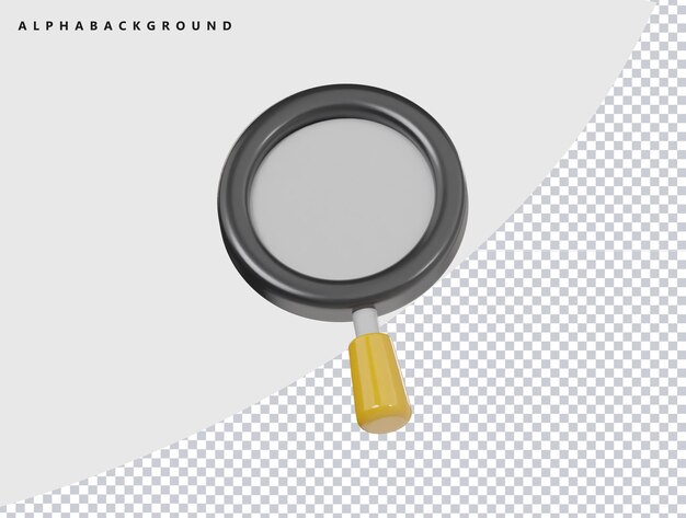 Ilustración de procesamiento 3d de icono de lupa