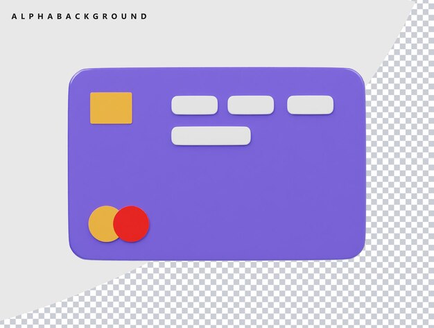 Ilustración de procesamiento 3d de icono de tarjeta bancaria