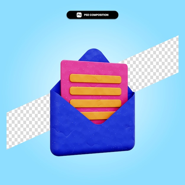 Ilustración de procesamiento 3d de mensaje abierto aislado