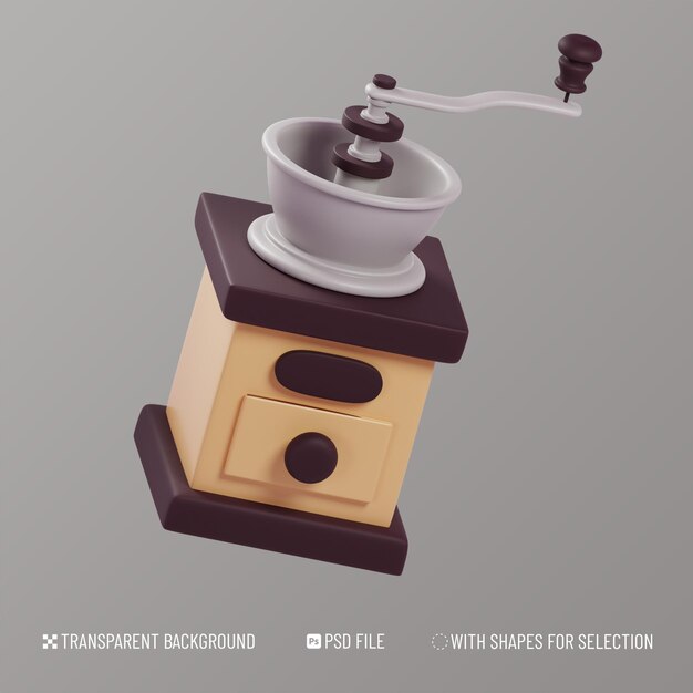 Ilustración de procesamiento 3D de molinillo de café
