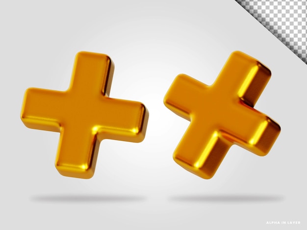 Ilustración de procesamiento 3d de signo más dorado aislado