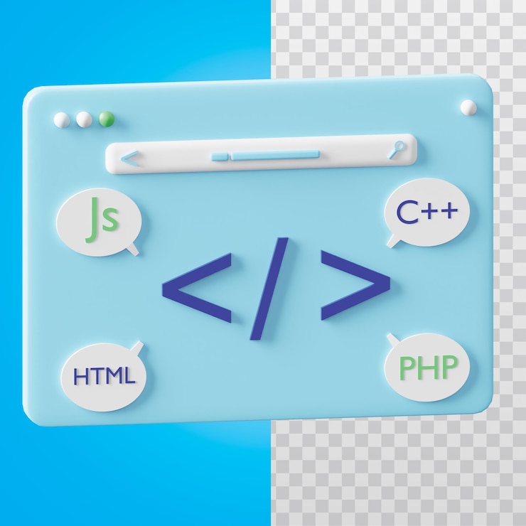 PSD ilustración de programación web de íconos 3d