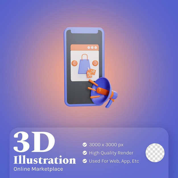 Ilustración de promoción de descuento 3d