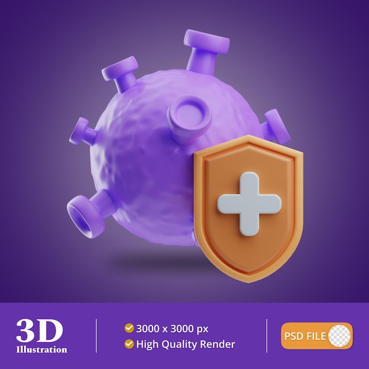 PSD ilustración de protección médica de seguros 3d