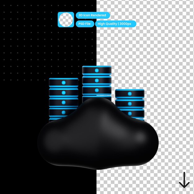 Ilustración psd 3d del alojamiento en la nube