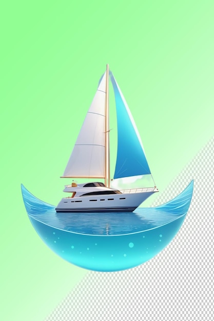 PSD ilustración psd 3d del barco aislado sobre un fondo transparente