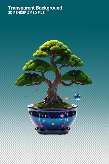 PSD ilustración psd 3d bonsai aislado en un fondo transparente