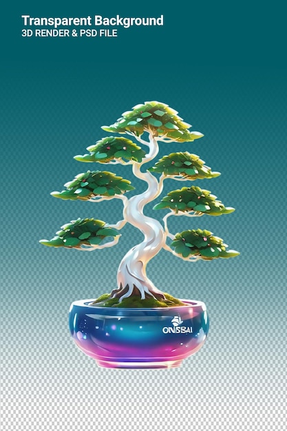 Ilustración psd 3d bonsai aislado en un fondo transparente