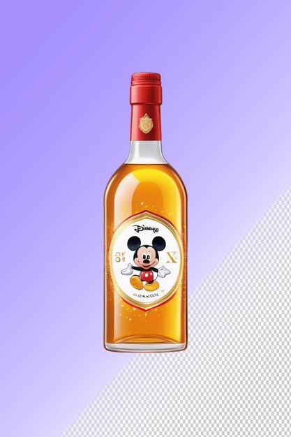 Ilustración psd 3d botella de alcohol aislada sobre un fondo transparente