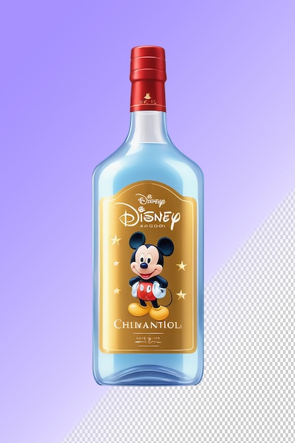 PSD ilustración psd 3d botella de alcohol aislada sobre un fondo transparente
