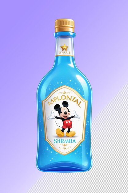 PSD ilustración psd 3d botella de alcohol aislada sobre un fondo transparente