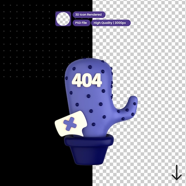 PSD ilustración psd 3d del cactus de error