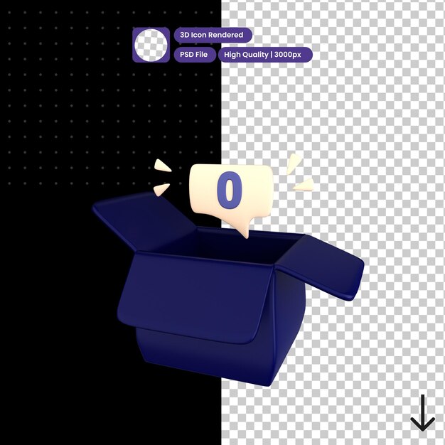 Ilustración PSD 3D de la caja vacía
