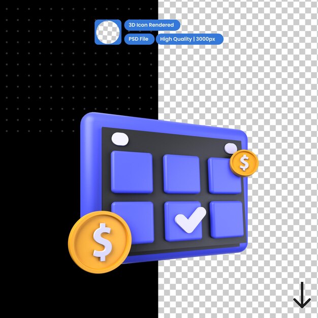 PSD ilustración psd 3d del calendario de pagos
