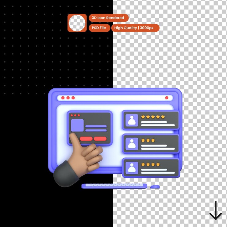 PSD ilustración psd 3d de calificación en línea