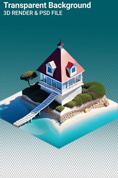 PSD ilustración psd 3d casa aislada sobre un fondo transparente