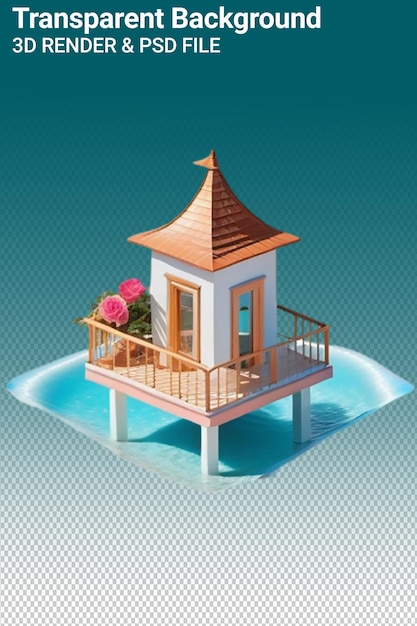 PSD ilustración psd 3d casa aislada sobre un fondo transparente