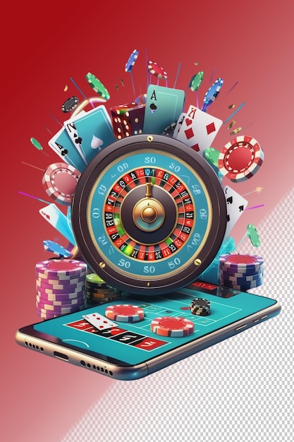 Ilustración psd 3d casino aislado en un fondo transparente