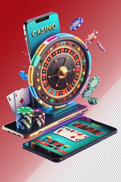 Ilustración psd 3d casino aislado en un fondo transparente