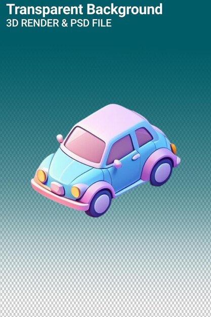 Ilustración psd 3d del coche aislado sobre un fondo transparente