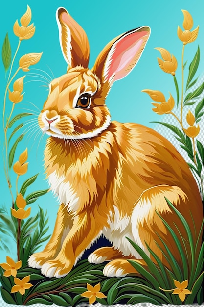 Ilustración psd 3d conejo aislado sobre un fondo transparente
