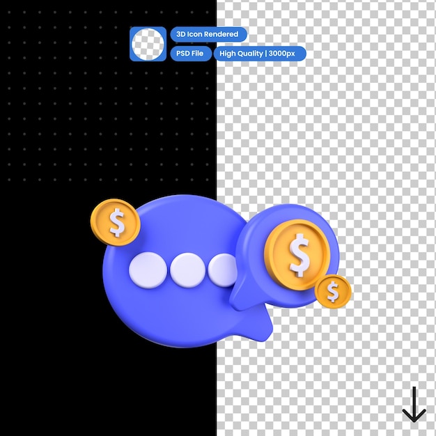 Ilustración PSD 3D de conversación de pago