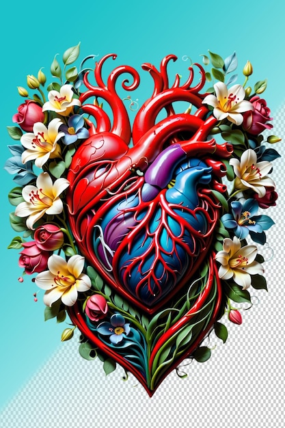 PSD ilustración psd 3d del corazón aislado sobre un fondo transparente