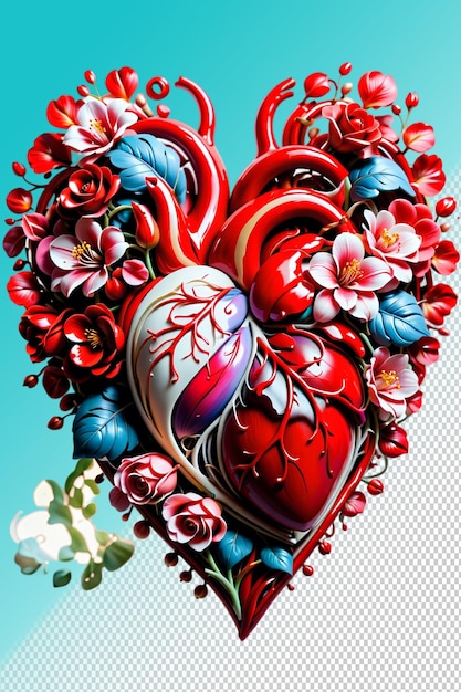 Ilustración psd 3d del corazón aislado sobre un fondo transparente