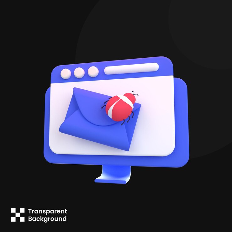 PSD ilustración psd 3d del correo de phishing