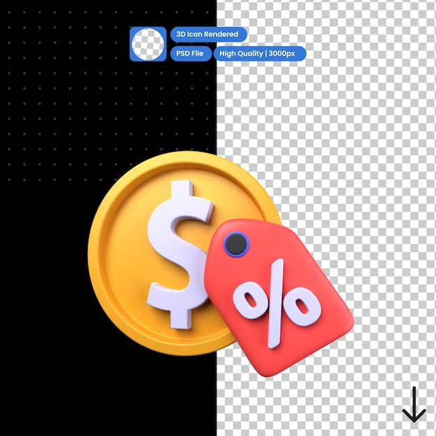 Ilustración psd 3d de descuento por pago