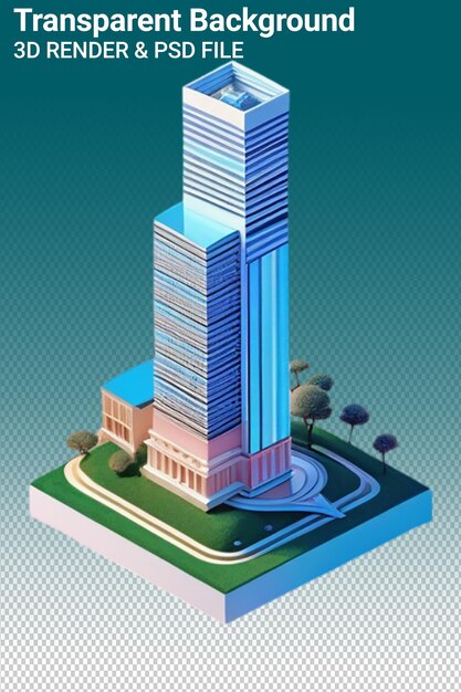 PSD ilustración psd 3d del edificio aislado sobre un fondo transparente