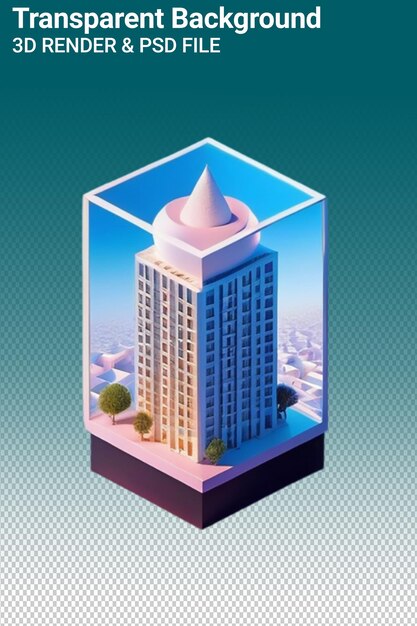 PSD ilustración psd 3d del edificio aislado sobre un fondo transparente