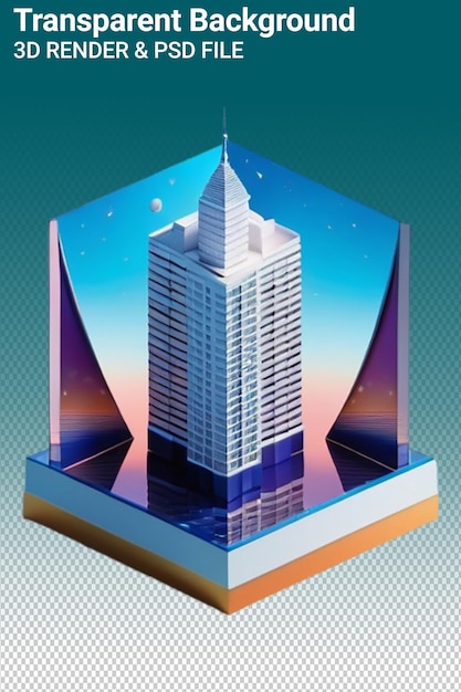 PSD ilustración psd 3d del edificio aislado sobre un fondo transparente