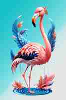 PSD ilustración psd 3d flamingo aislado en un fondo transparente