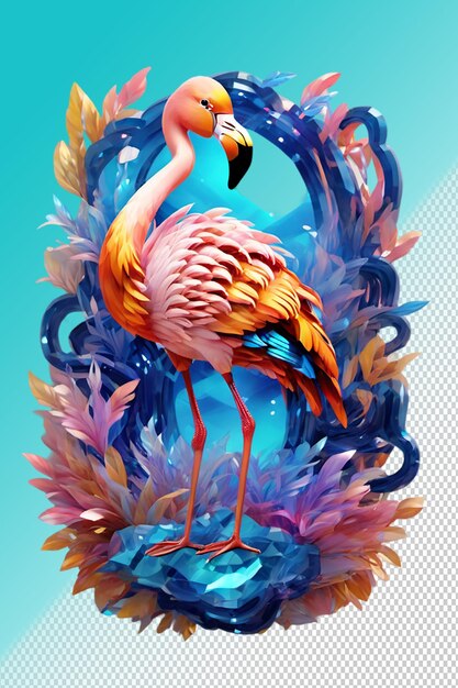 PSD ilustración psd 3d flamingo aislado en un fondo transparente